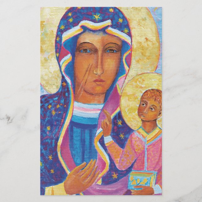 Papelaria Nossa Senhora de Czestochowa Black Madonna pintada (Frente)