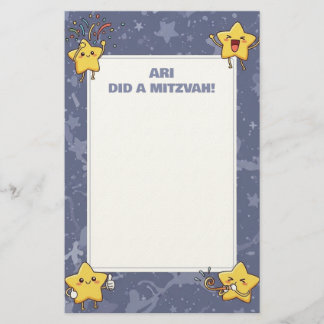 Papelaria Nota Mitzvah Personalizada Estrelas de Aplausos Ro