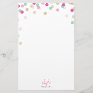 Papelaria NOTA PESSOAL, fofo, confete, cor-de-rosa, dourado