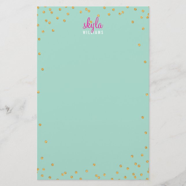 Papelaria NOTA PESSOAL mini spot confetti gold glitter mint (Frente)