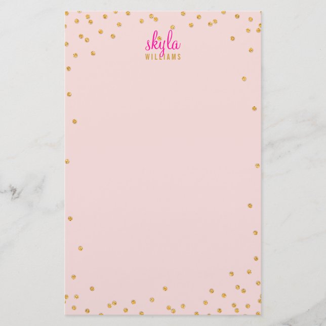 Papelaria NOTA PESSOAL mini spot confetti gold glitter rosa (Frente)