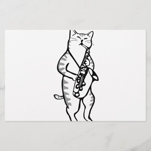 Papelaria Notas de Posto de Cat Jazz para Instrumentos de Mú (Frente)