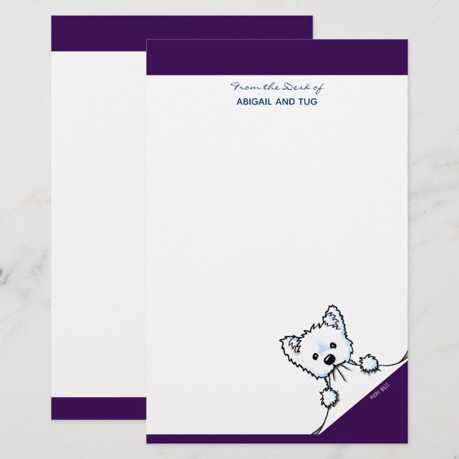Papelaria Notas do KiniArt Westie Terrier (Frente/Verso)