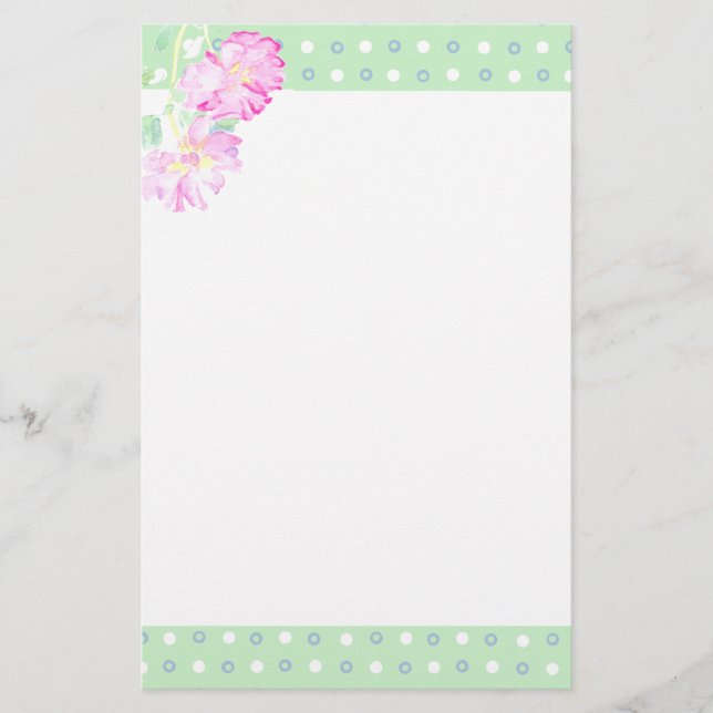 Papelaria Notepaper personalizado, rosado, Bolinhas (Frente)