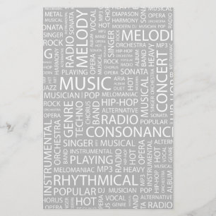 Papelaria Nuvem de palavras padrão MUSIC