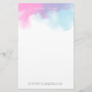 Papelaria Nuvens de Aquarelas de Abstrato Dreamy em Azul e R
