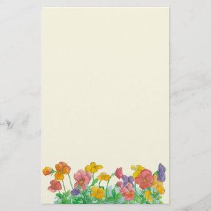 Papelaria O amor perfeito da aguarela floresce cores do