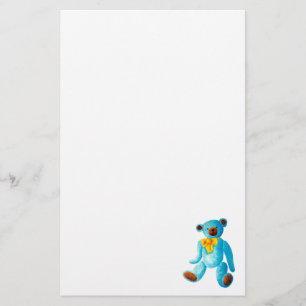 Papelaria O azul do vintage/estilo tradicional pintou o urso
