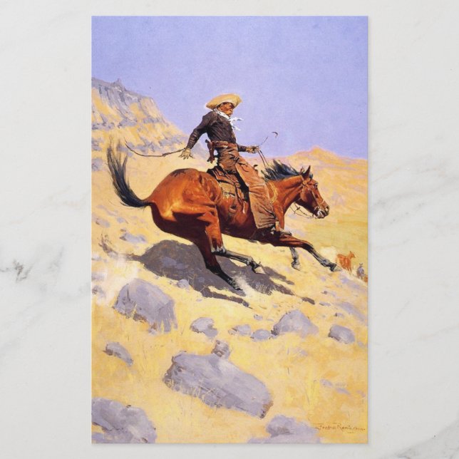Papelaria O Cowboy (por Frederic Remington) (Frente)