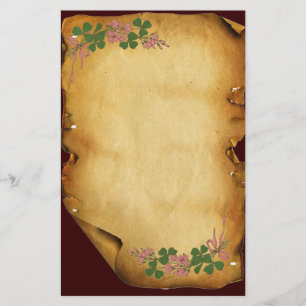 Papelaria O DIA /Shamrocks de ST PATRICK no pergaminho de