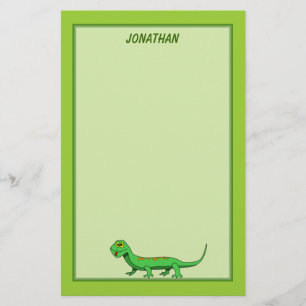 Papelaria O lagarto verde bonito dos desenhos animados caçoa