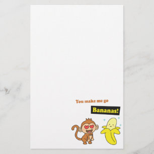 Papelaria O macaco fica louco por Bananas, Amor Fofo Humor