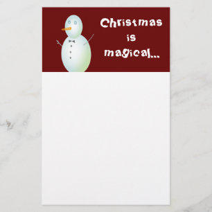 Papelaria O Natal é Papel de carta de Homem de Neve Magia