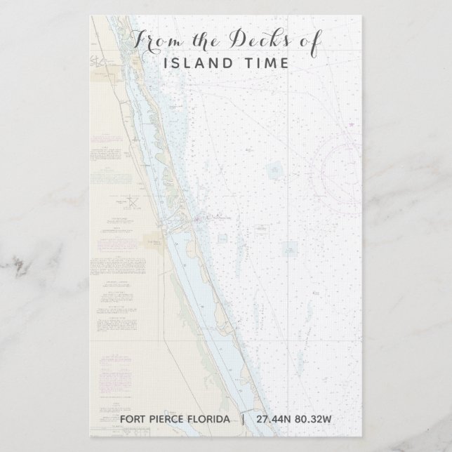 Papelaria O nome do seu barco nos pavimentos de Forte Pierce (Frente)