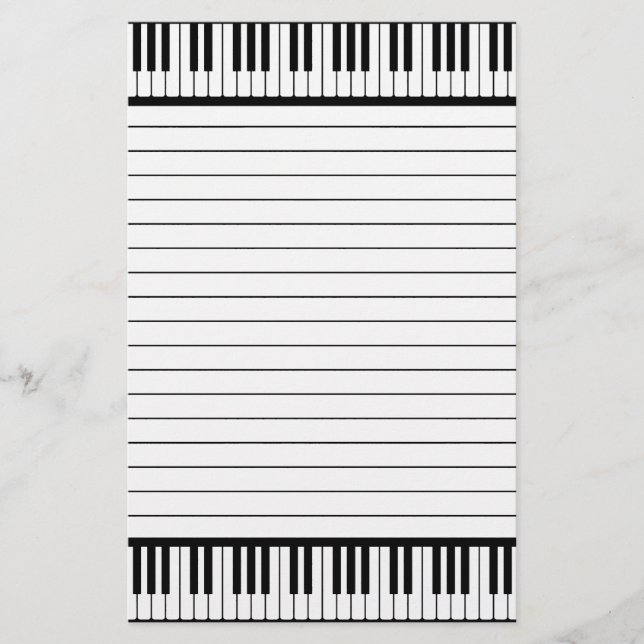 Papelaria O piano fecha o teste padrão preto e branco (Frente)