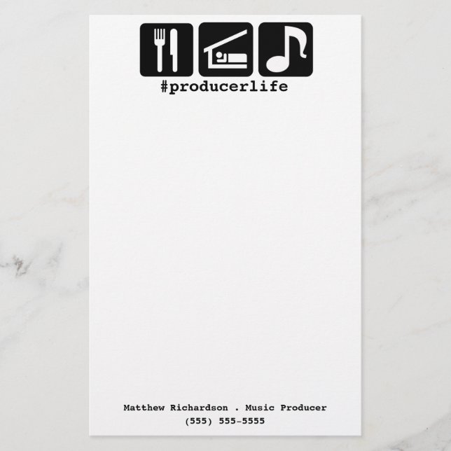 Papelaria O preto come ícones da música do sono (Frente)