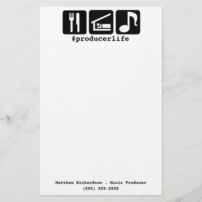 Papelaria O preto come ícones da música do sono (Frente)