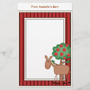 Papelaria O quadro do celeiro da árvore de Apple do pônei 