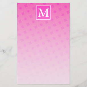 Papelaria O rosa quente do monograma circunda o teste padrã