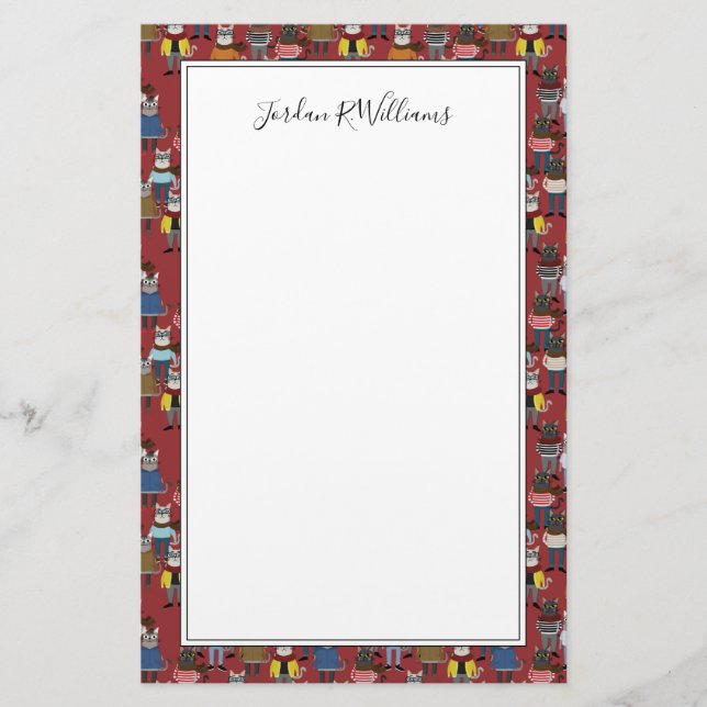 Papelaria O teste padrão legal | do gato do hipster adiciona (Frente)