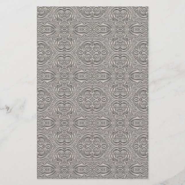 Papelaria Olhar gravado metálico de prata elegante (Frente)