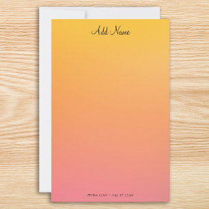 Papelaria Ombre de Pêssego Dourado Personalizado