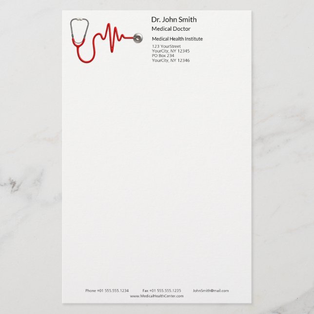 Papelaria Onda de ECG Estetoscópio Linha de Batimento Cardía (Frente)