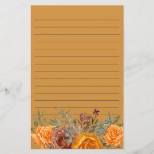 Papelaria Orange Burgundy Floral Greenery Lined