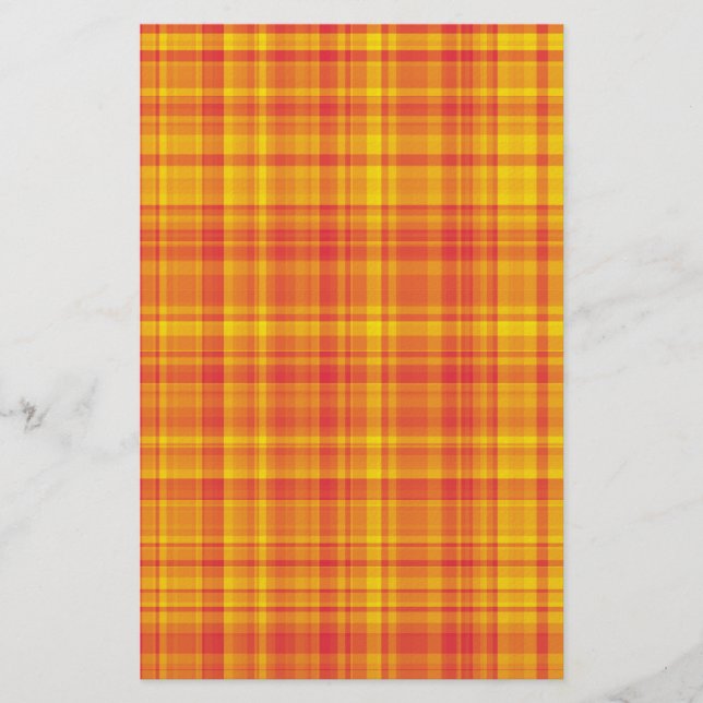 Papelaria Orange Yellow Plaid Checker Pattern  (Frente)