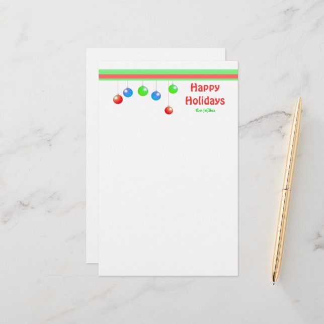 Papelaria Ornamentos de Férias Felizes (Frente/Verso In Situ)