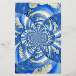 Papelaria Orquídea Pintura em Aquarela, Nuvens Mandala
