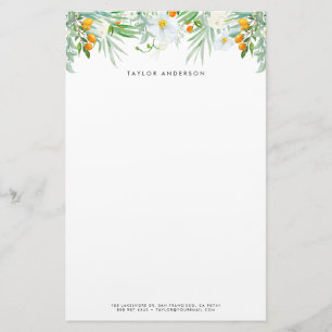 Papelaria Orquídeas brancas e kumquats personalizados da Wat