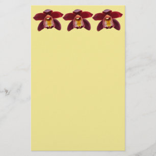 Papelaria Orquídeas Maroon I Belo Floral Vermelho