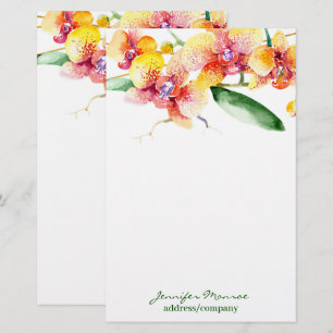 Papelaria Orquídeas vermelhas e amarelas personalizadas