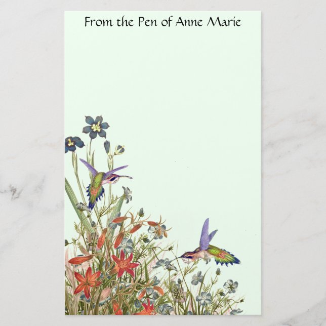 Papelaria Os animais selvagens dos pássaros do colibri (Frente)