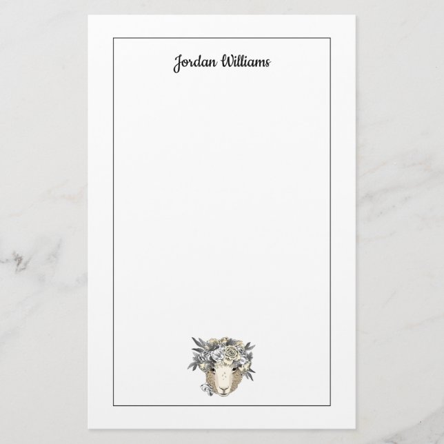 Papelaria Os carneiros florais do halo | adicionam seu nome (Frente)