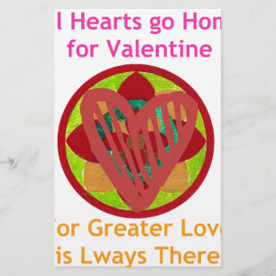 Papelaria Os corações vão para casa para o namorados.