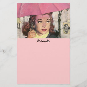 Papelaria os Errands do vintage na lista de compra da chuva