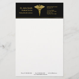Papelaria Ouro Médico Classy Caduceus em Preto - Material de