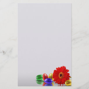 Papelaria Ovos Felzs pascoa coloridos com Gerbera