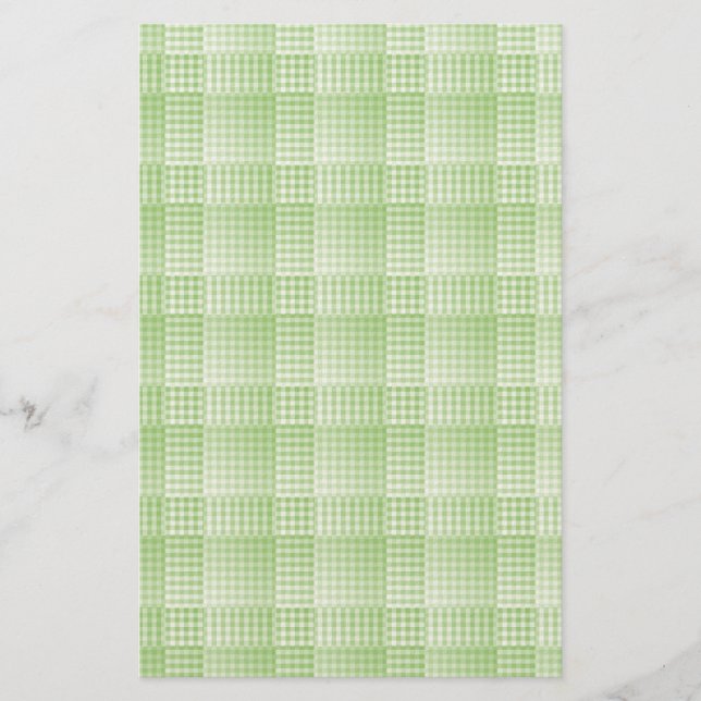 Papelaria Padrão Abstrato Xadrez Verde Branco (Frente)