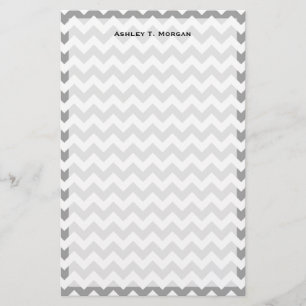 Papelaria Padrão Chevron Branco-Zig-Zag da Cinza Escura