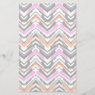 Papelaria Padrão Chevron Preto, Laranja E Rosa Desenhado À