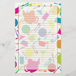 Papelaria Padrão Com Coisas De Cozinha Coloridas