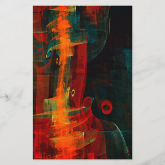 Papelaria Padrão de Abstrato de Arte Moderno Vermelho Azul-L