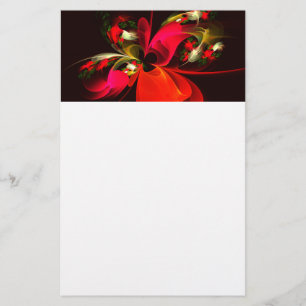 Papelaria Padrão de Abstrato de Arte Vermelha Verde Floral M