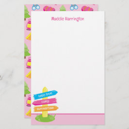 Papelaria Padrão de acampamento de verão bonito