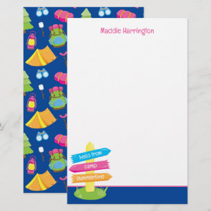 Papelaria Padrão de acampamento de verão bonito