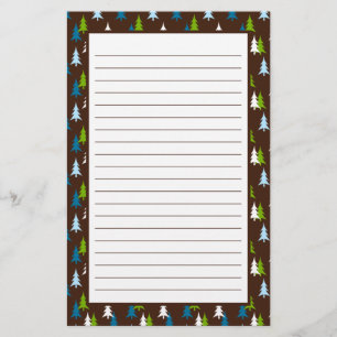Papelaria Padrão de Árvore de Natal Verde Azul, Marrom Whims