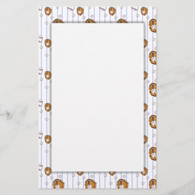 Papelaria Padrão de beisebol e luva (Frente)